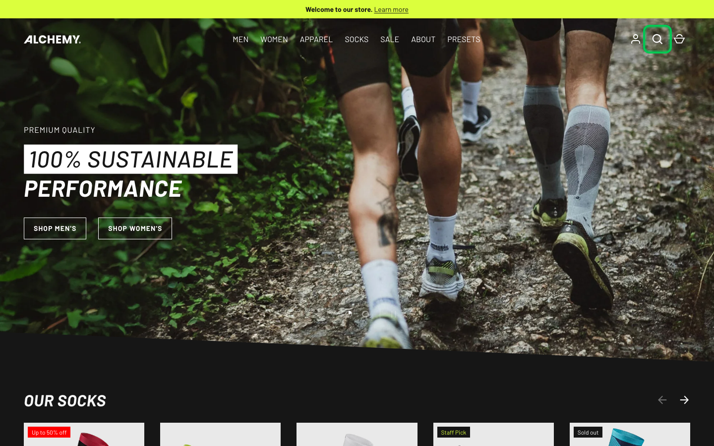 Search → panel opened — Navi+ on the Alchemy Shopify theme Search → panel opened — Navi+ on the Alchemy Shopify theme