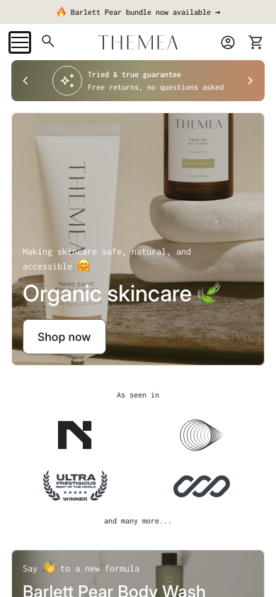 Hamburger → panel opened — Navi+ on the Align Shopify theme Hamburger → panel opened — Navi+ on the Align Shopify theme