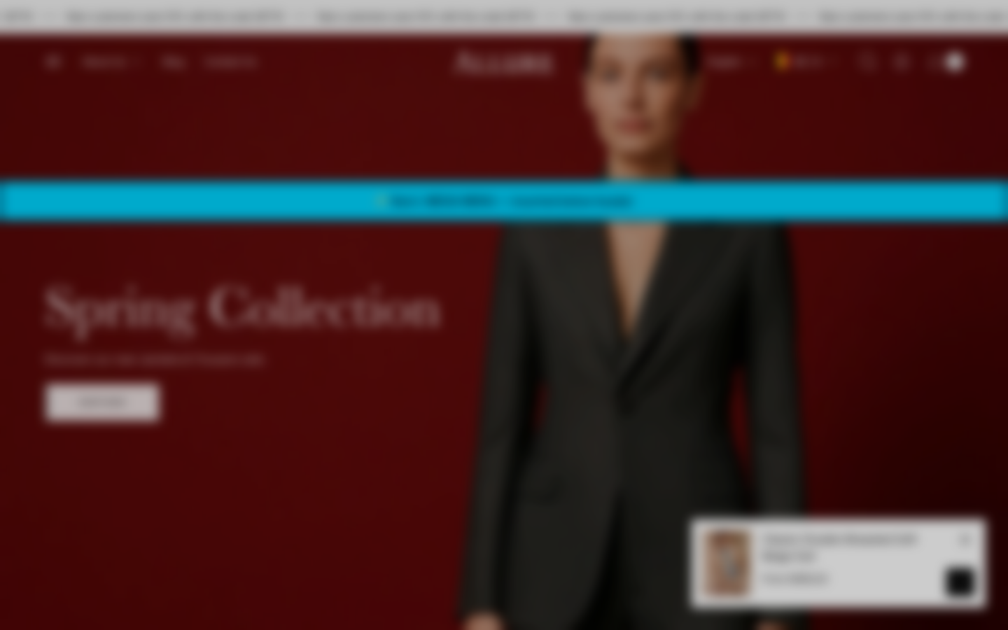 Menu inserted below header — Navi+ on the Allure Shopify theme