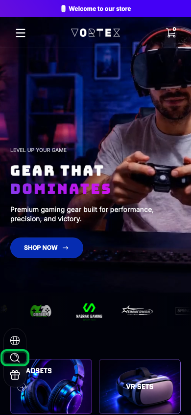 Search → panel opened — Navi+ on the Ascent Shopify theme