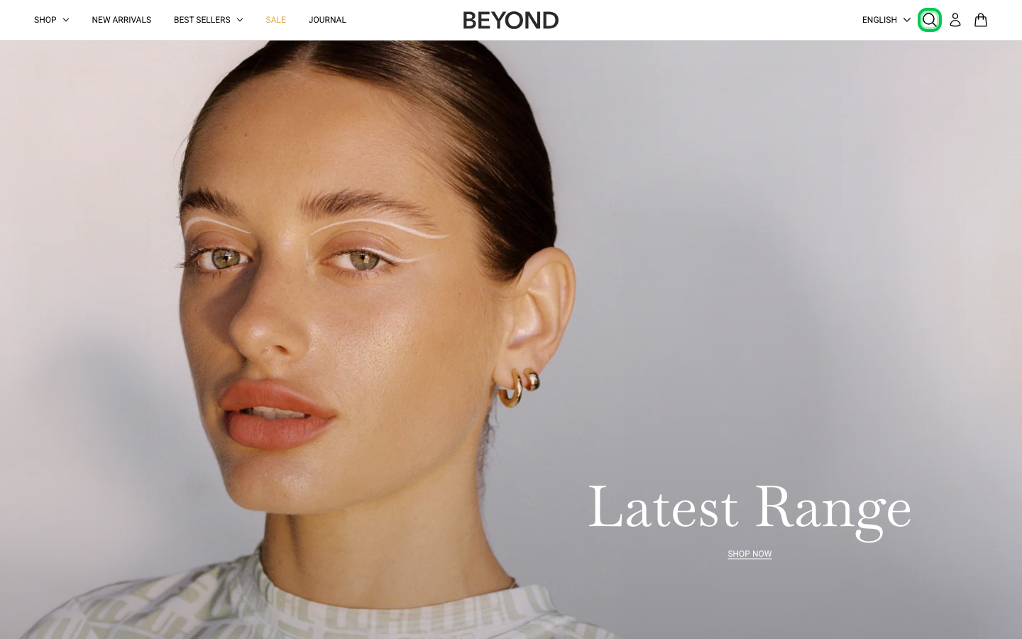 Search → panel opened — Navi+ on the Beyond Shopify theme Search → panel opened — Navi+ on the Beyond Shopify theme