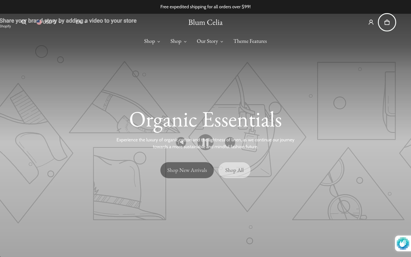 Cart → panel opened — Navi+ on the Blum Shopify theme