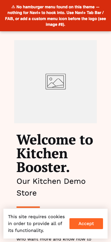 Hamburger → panel opened — Navi+ on the Booster Shopify theme Hamburger → panel opened — Navi+ on the Booster Shopify theme