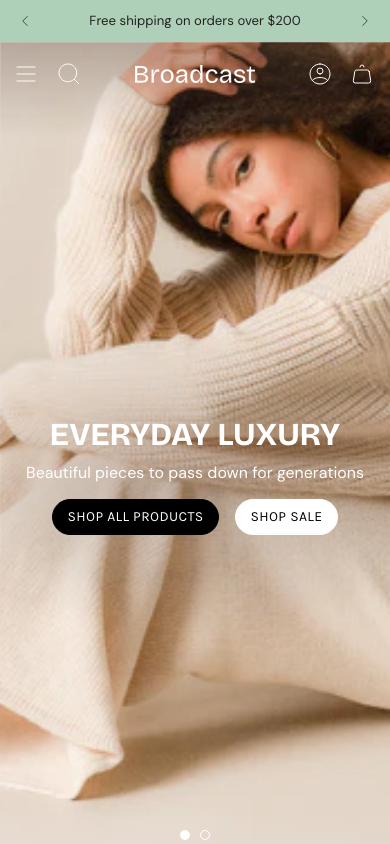 Cart → panel opened — Navi+ on the Broadcast Shopify theme