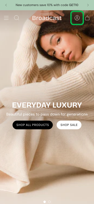 Cart → panel opened — Navi+ on the Broadcast Shopify theme