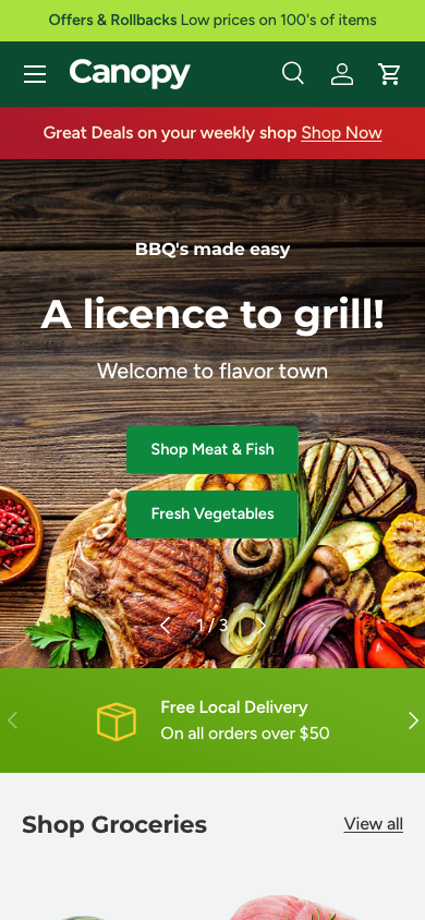 Cart → panel opened — Navi+ on the Canopy Shopify theme