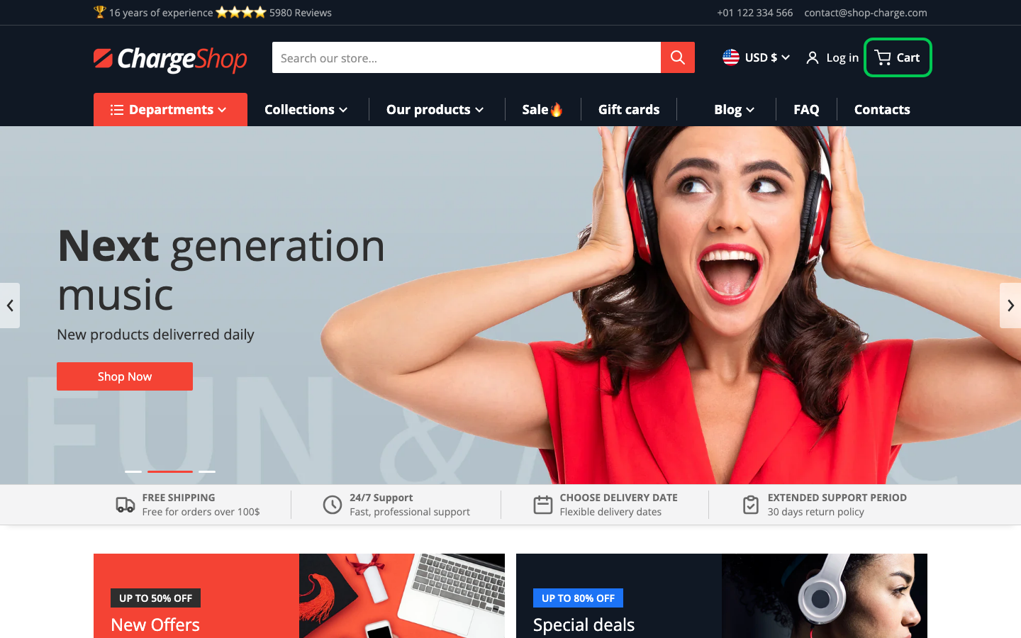 Cart → panel opened — Navi+ on the Charge Shopify theme