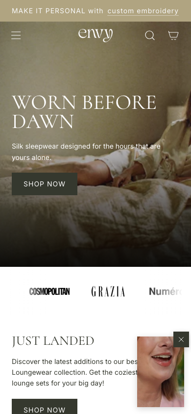 Search → panel opened — Navi+ on the Envy Shopify theme