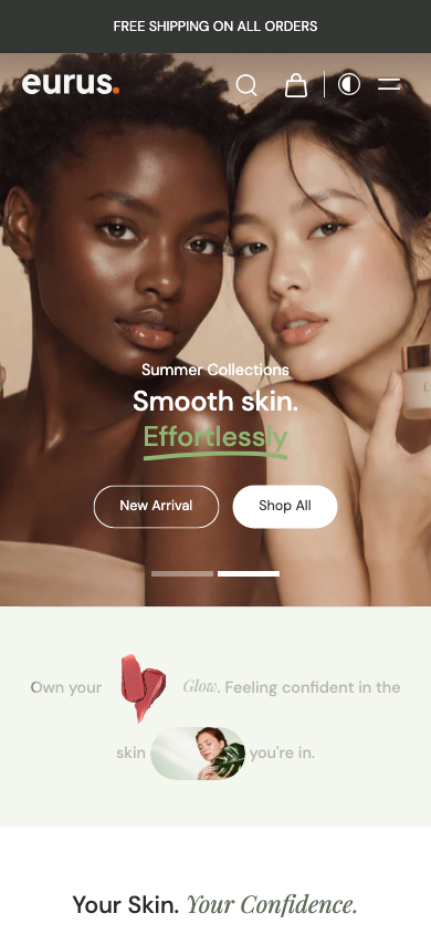 Cart → panel opened — Navi+ on the Eurus Shopify theme