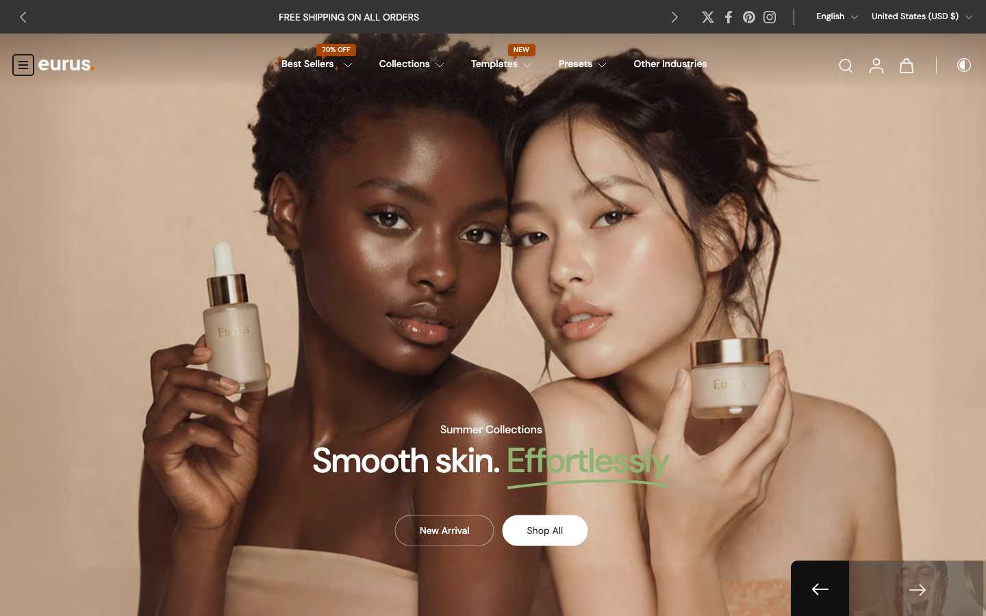 Icon before logo — Navi+ on the Eurus Shopify theme