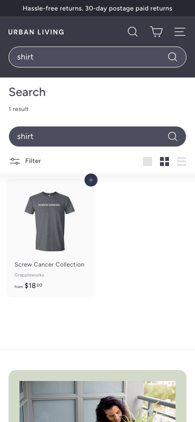 Search → panel opened — Navi+ on the Expanse Shopify theme
