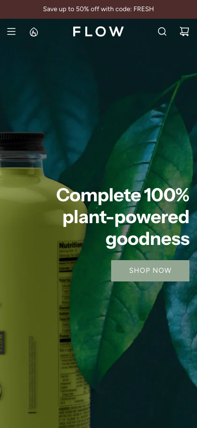 Cart → panel opened — Navi+ on the Flow Shopify theme