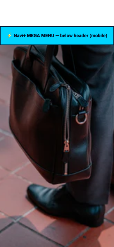 Menu inserted below header — Navi+ on the Galleria Shopify theme Menu inserted below header — Navi+ on the Galleria Shopify theme