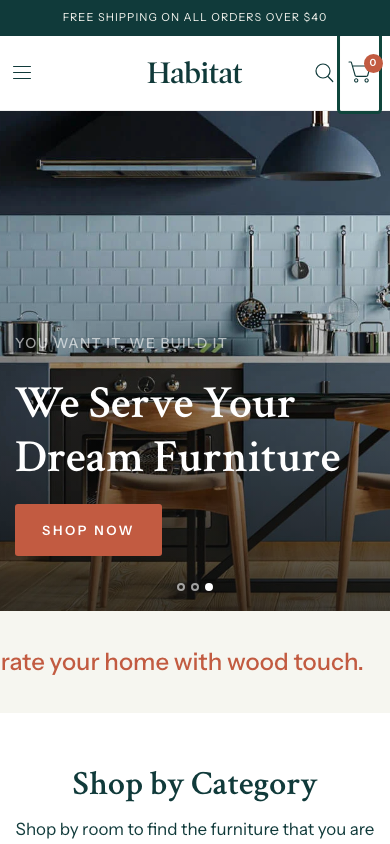 Cart → panel opened — Navi+ on the Habitat Shopify theme