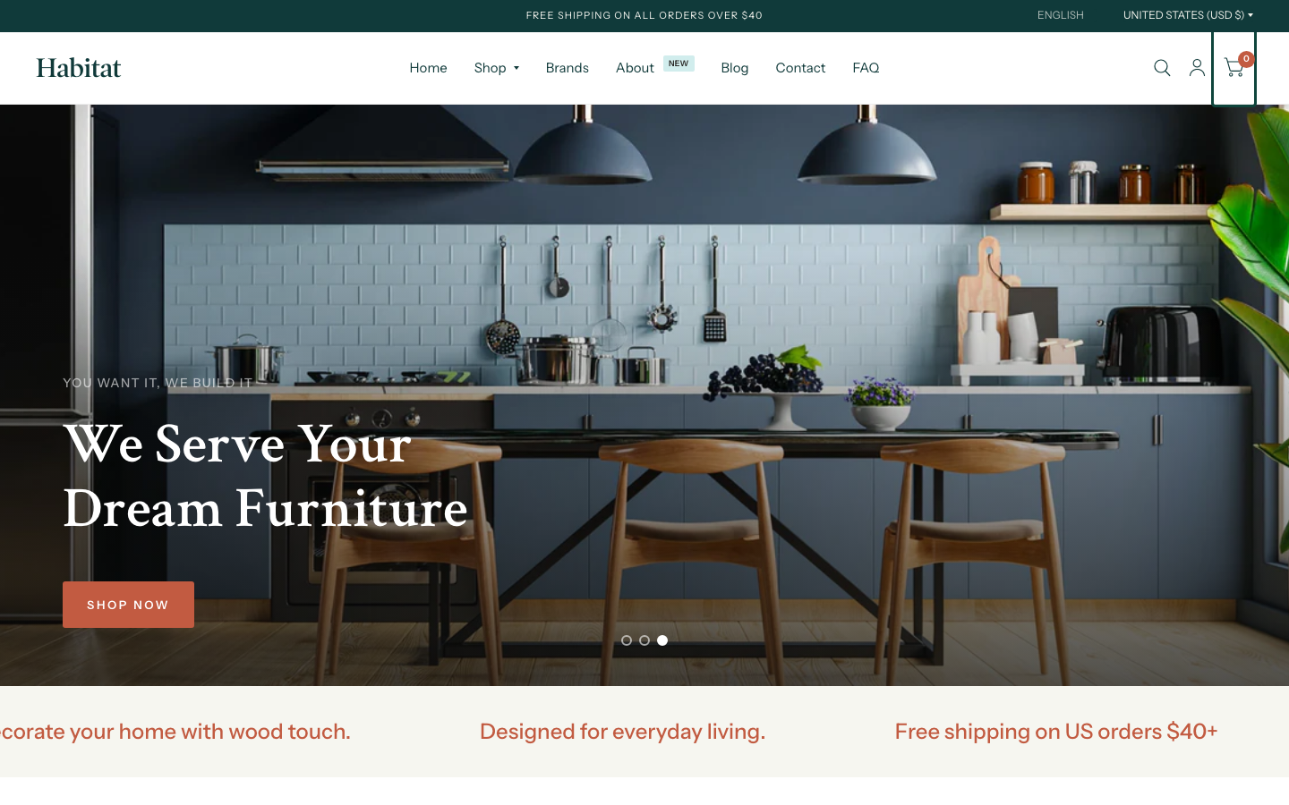 Cart → panel opened — Navi+ on the Habitat Shopify theme