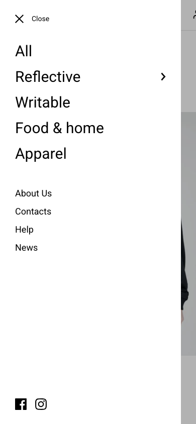 Hamburger → panel opened — Navi+ on the Highlight Shopify theme Hamburger → panel opened — Navi+ on the Highlight Shopify theme