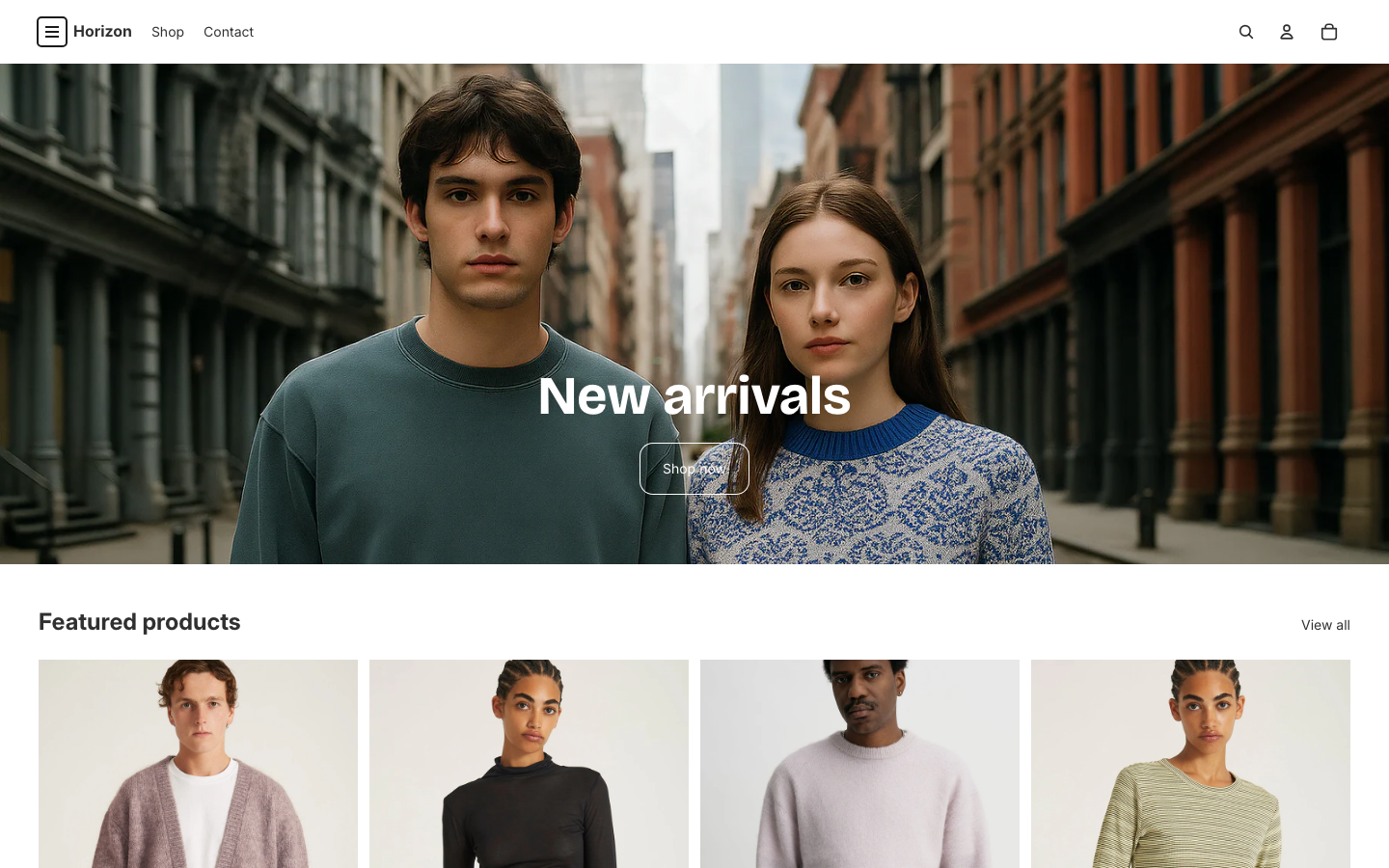 Icon before logo — Navi+ on the Horizon Shopify theme