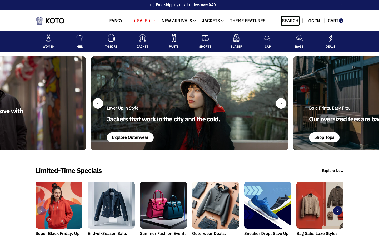 Search → panel opened — Navi+ on the Koto Shopify theme