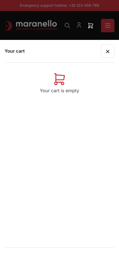 Cart → panel opened — Navi+ on the Maranello Shopify theme