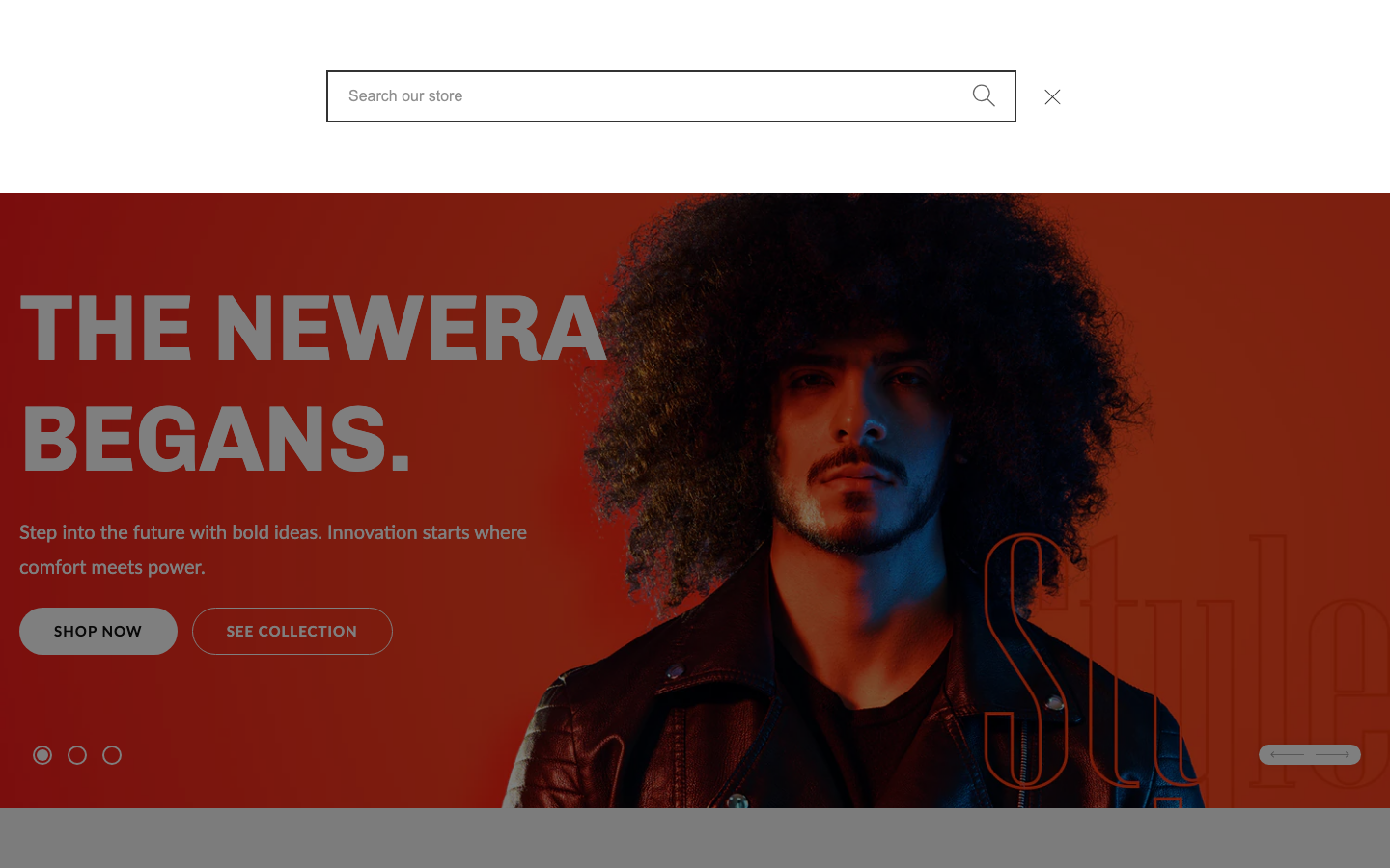 Search → panel opened — Navi+ on the Mavon Shopify theme