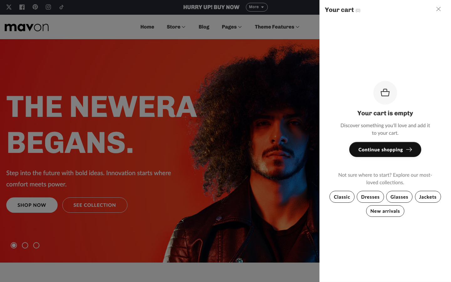Cart → panel opened — Navi+ on the Mavon Shopify theme