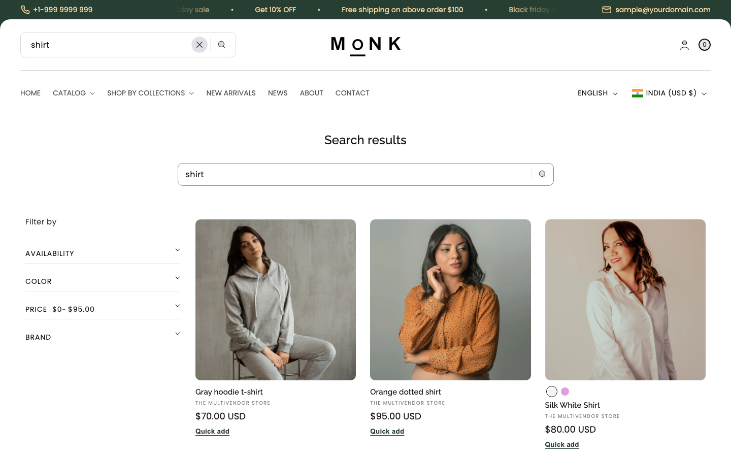 Search → panel opened — Navi+ on the Monk Shopify theme Search → panel opened — Navi+ on the Monk Shopify theme