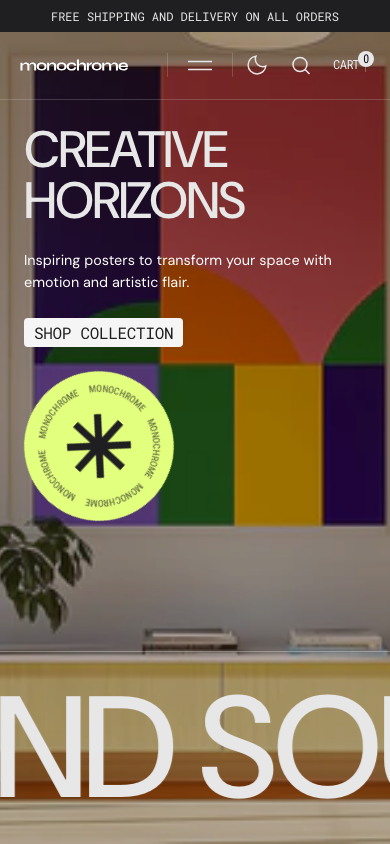 Hamburger → panel opened — Navi+ on the Monochrome Shopify theme Hamburger → panel opened — Navi+ on the Monochrome Shopify theme