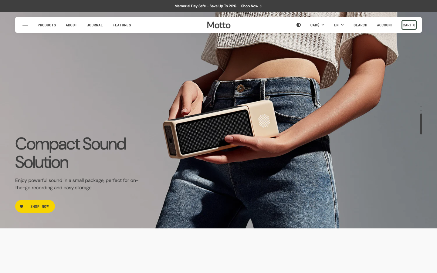 Cart → panel opened — Navi+ on the Motto Shopify theme