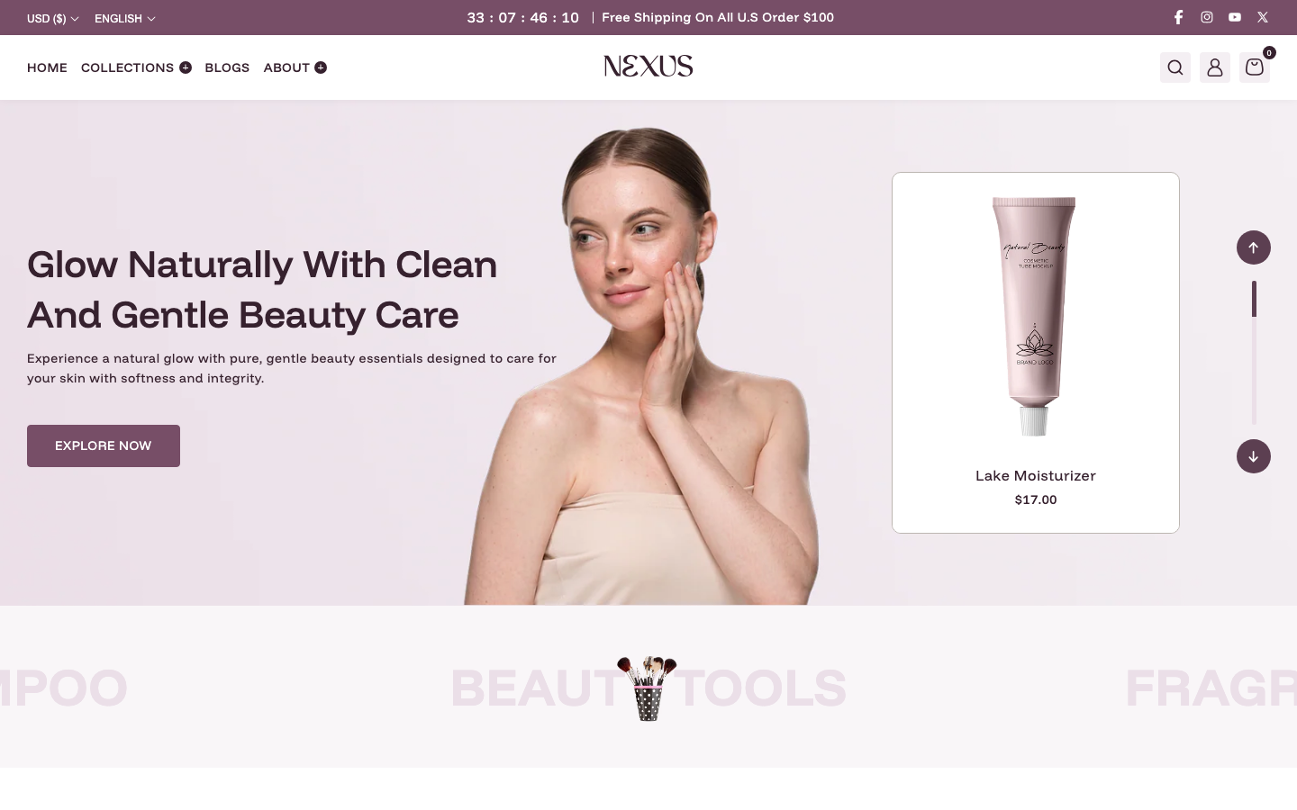 Menu inserted below header — Navi+ on the Nexus Shopify theme Menu inserted below header — Navi+ on the Nexus Shopify theme