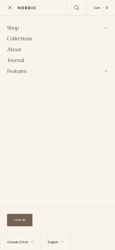 Hamburger → panel opened — Navi+ on the Nordic Shopify theme