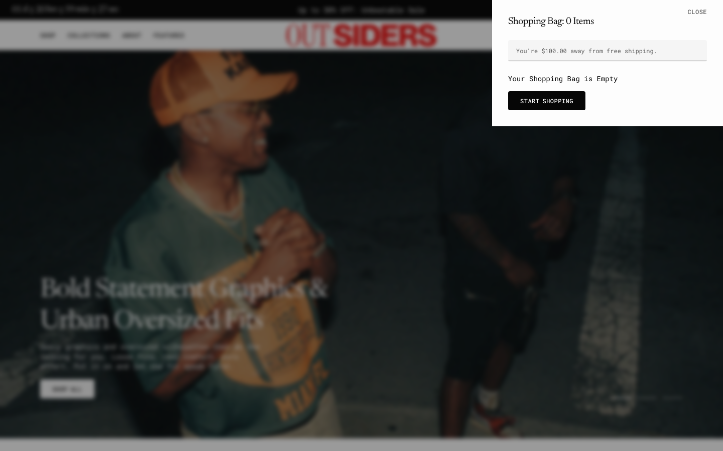Cart → panel opened — Navi+ on the Outsiders Shopify theme