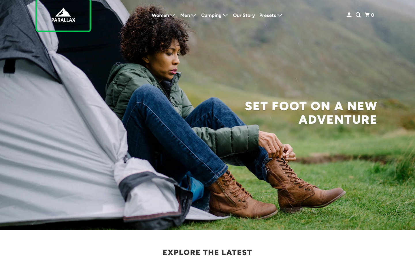Search → panel opened — Navi+ on the Parallax Shopify theme