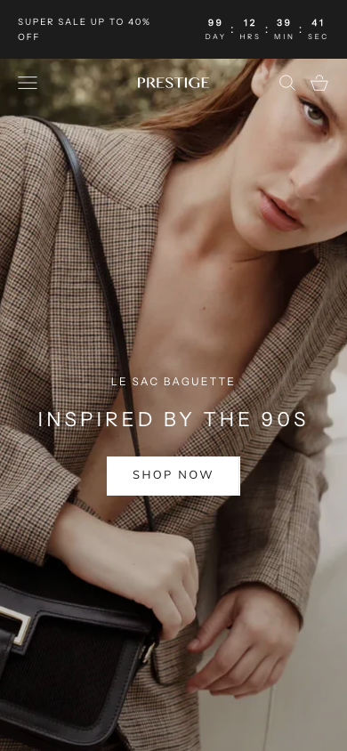 Cart → panel opened — Navi+ on the Prestige Shopify theme