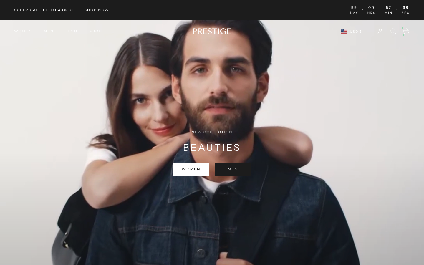 Cart → panel opened — Navi+ on the Prestige Shopify theme