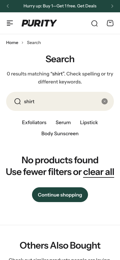 Search → panel opened — Navi+ on the Purity Shopify theme Search → panel opened — Navi+ on the Purity Shopify theme