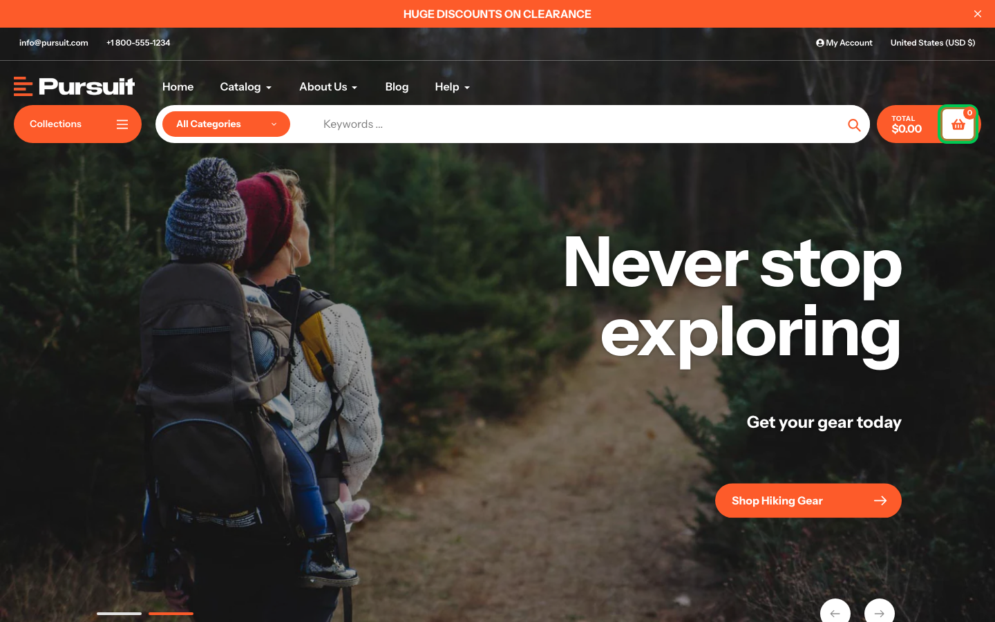 Cart → panel opened — Navi+ on the Pursuit Shopify theme