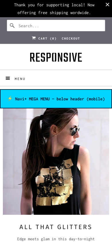 Menu inserted below header — Navi+ on the Responsive Shopify theme Menu inserted below header — Navi+ on the Responsive Shopify theme