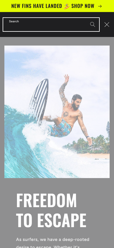 Search → panel opened — Navi+ on the Ride Shopify theme