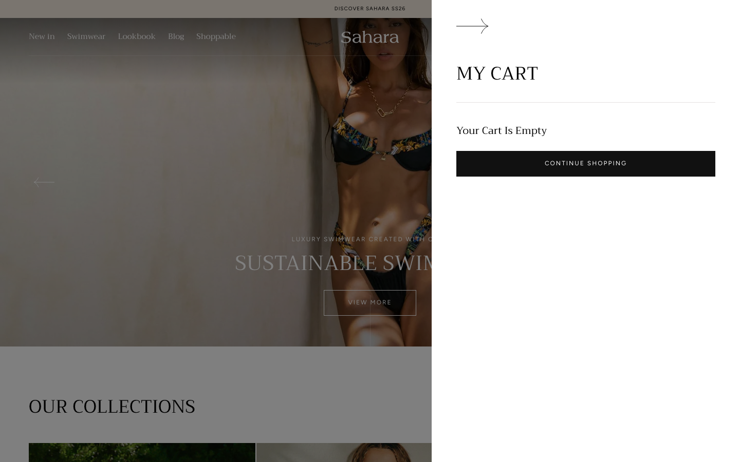 Cart → panel opened — Navi+ on the Sahara Shopify theme