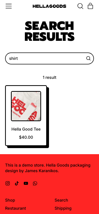 Search → panel opened — Navi+ on the Shapes Shopify theme