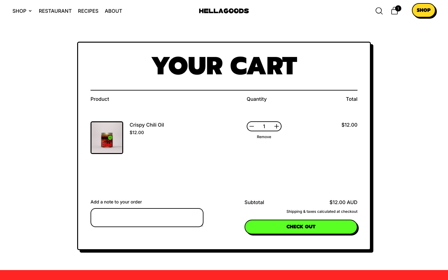 Cart → panel opened — Navi+ on the Shapes Shopify theme
