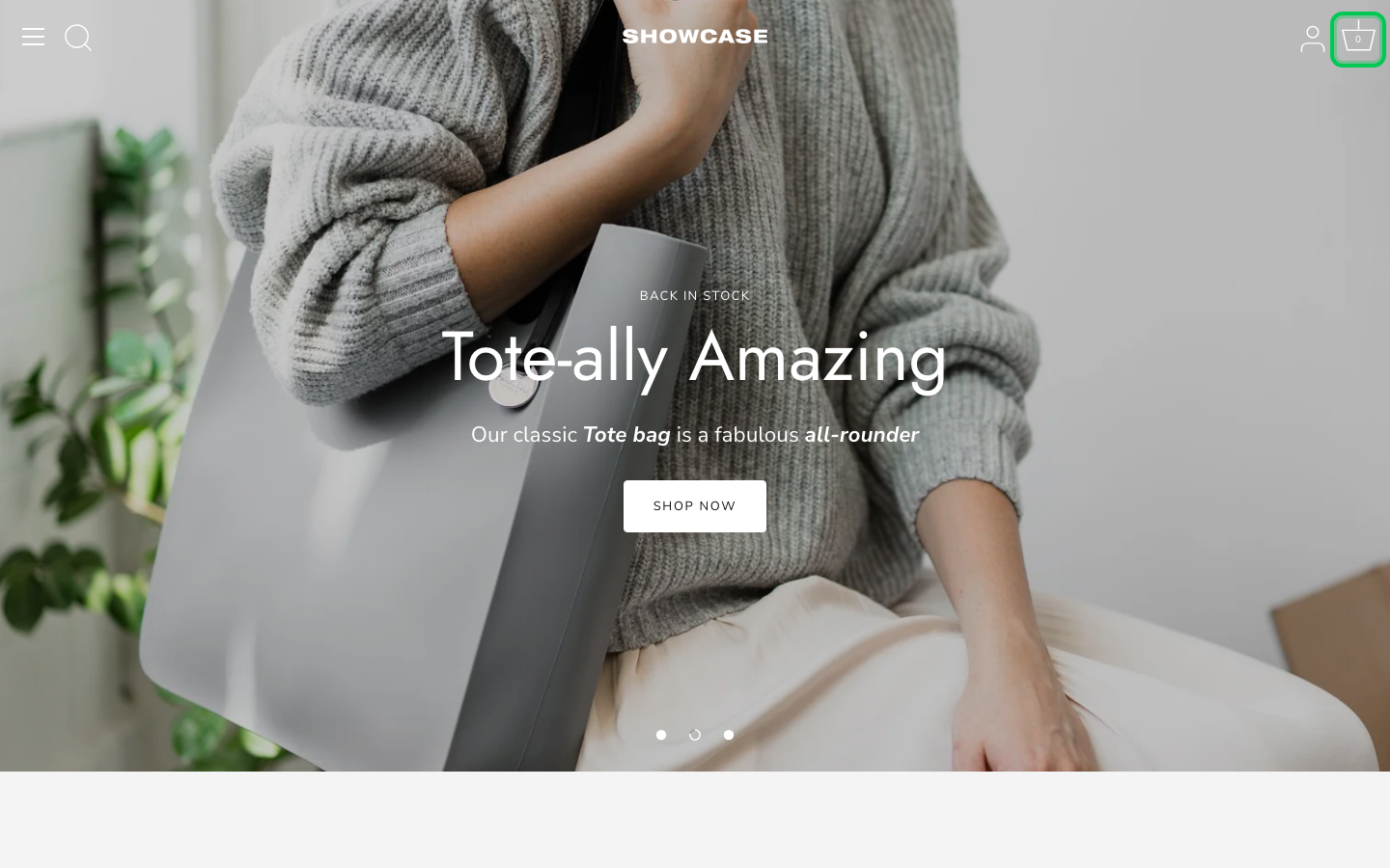 Cart → panel opened — Navi+ on the Showcase Shopify theme Cart → panel opened — Navi+ on the Showcase Shopify theme