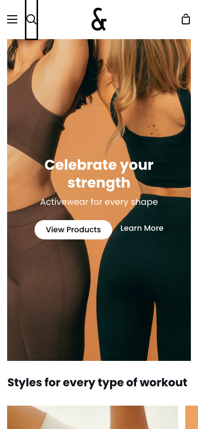 Search → panel opened — Navi+ on the Story Shopify theme