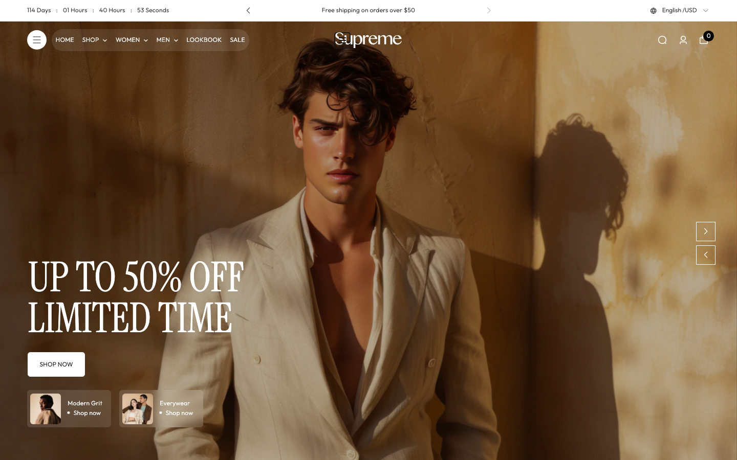 Icon before logo — Navi+ on the Supreme Shopify theme