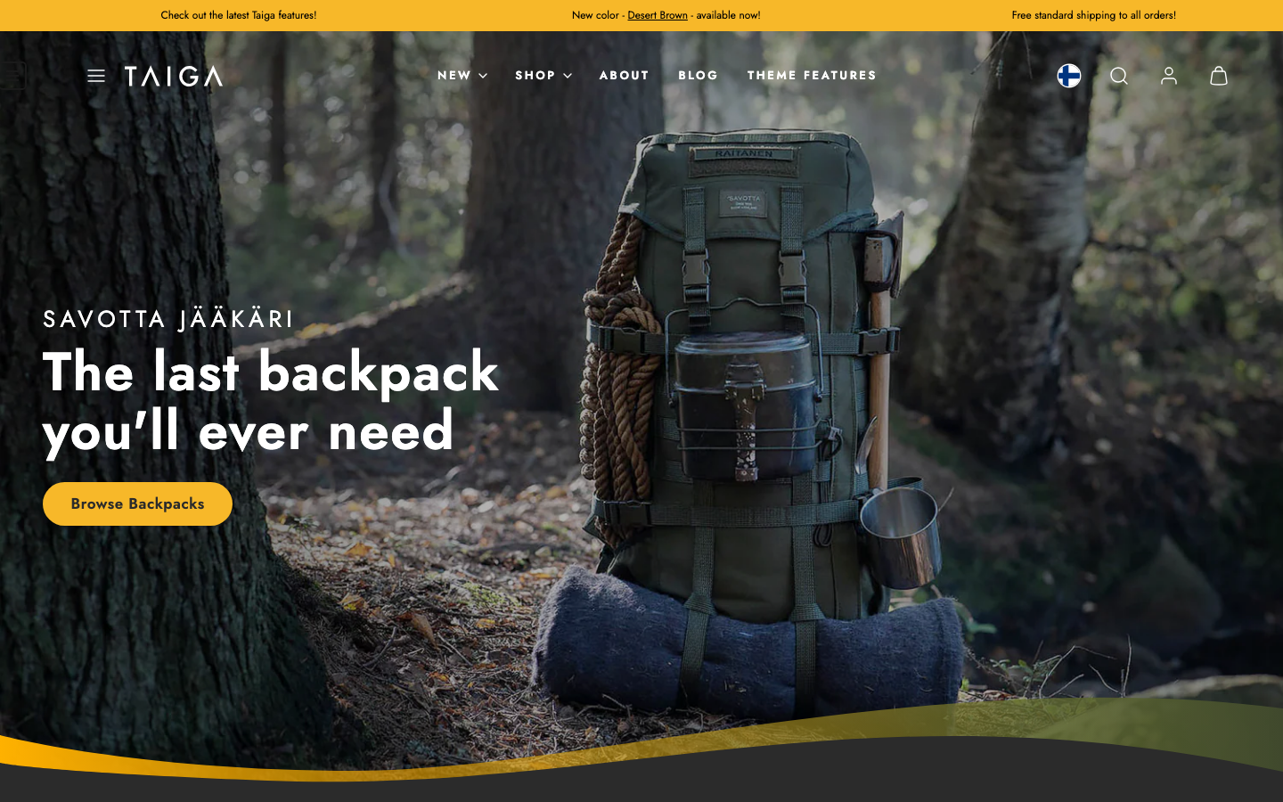 Icon before logo — Navi+ on the Taiga Shopify theme