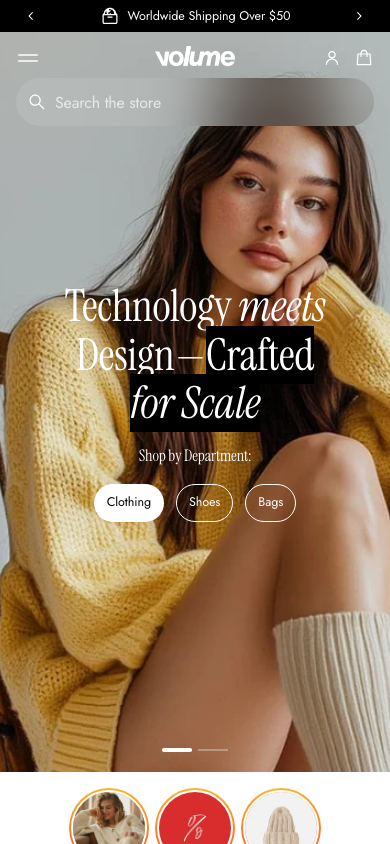 Menu inserted below header — Navi+ on the Volume Shopify theme Menu inserted below header — Navi+ on the Volume Shopify theme