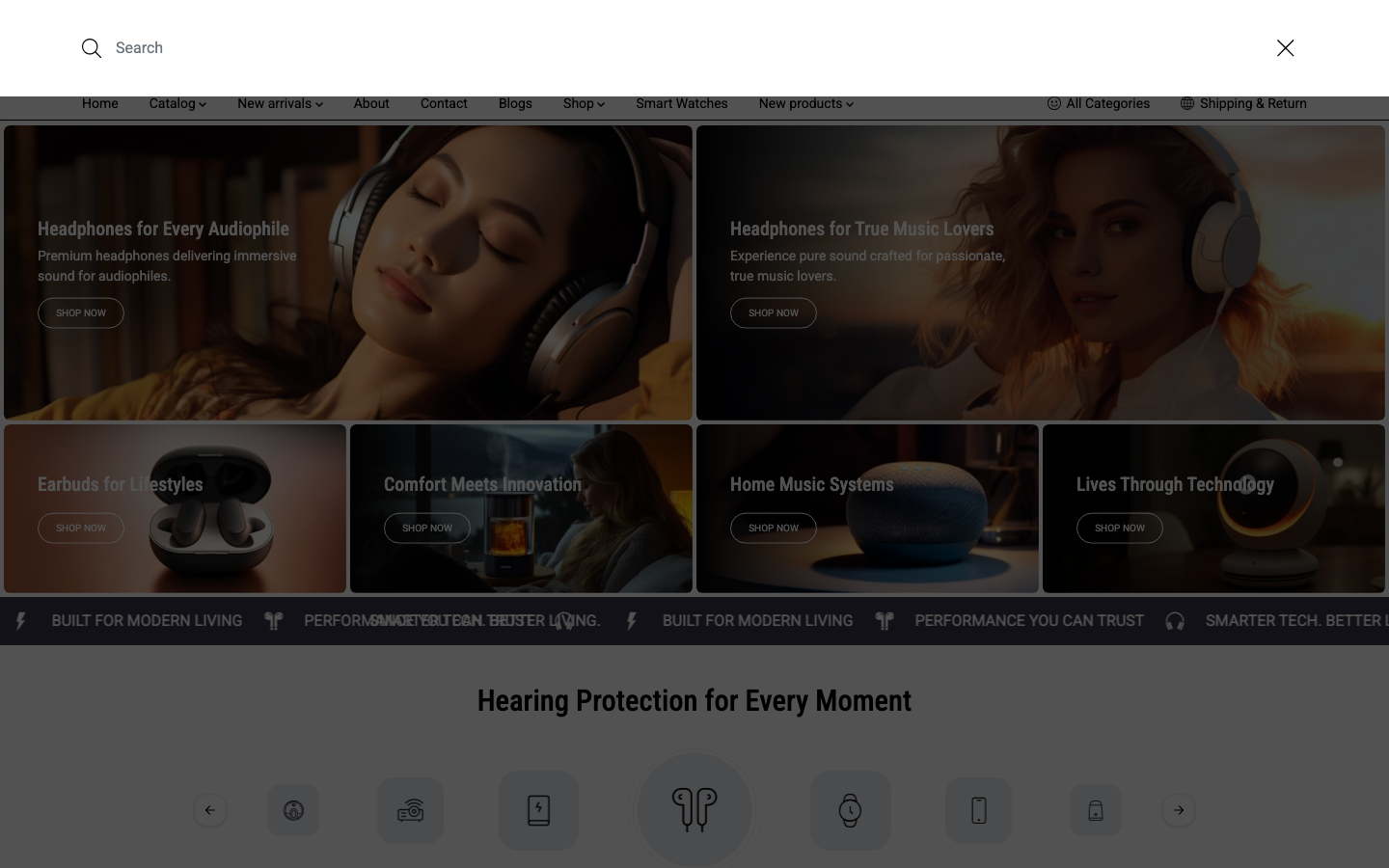 Search → panel opened — Navi+ on the Yuva Shopify theme