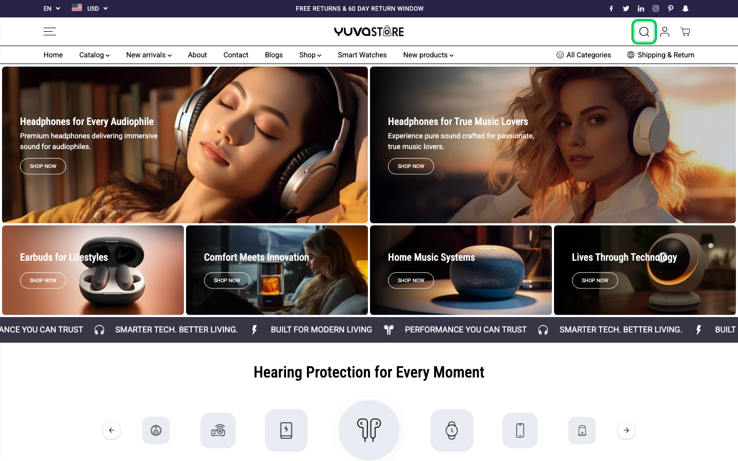 Search → panel opened — Navi+ on the Yuva Shopify theme